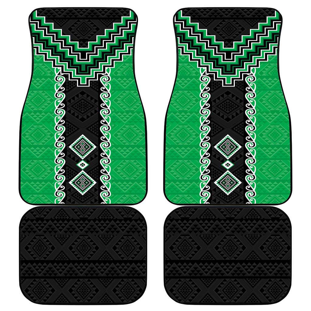 Green Niho Taniwha Mix Poutama Car Mats Unique Taniko Aotearoa LT01 - Polynesian Pride