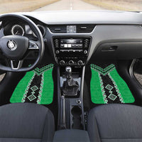 Green Niho Taniwha Mix Poutama Car Mats Unique Taniko Aotearoa LT01 Set 2pcs - Front Green - Polynesian Pride