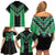 Green Niho Taniwha Mix Poutama Family Matching Off Shoulder Short Dress and Hawaiian Shirt Unique Taniko Aotearoa