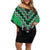 Green Niho Taniwha Mix Poutama Family Matching Off Shoulder Short Dress and Hawaiian Shirt Unique Taniko Aotearoa