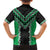 Green Niho Taniwha Mix Poutama Family Matching Short Sleeve Bodycon Dress and Hawaiian Shirt Unique Taniko Aotearoa