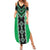 Green Niho Taniwha Mix Poutama Family Matching Summer Maxi Dress and Hawaiian Shirt Unique Taniko Aotearoa