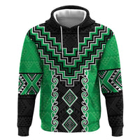 Green Niho Taniwha Mix Poutama Hoodie Unique Taniko Aotearoa LT01 Pullover Hoodie Green - Polynesian Pride