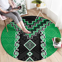 Green Niho Taniwha Mix Poutama Round Carpet Unique Taniko Aotearoa LT01 - Polynesian Pride