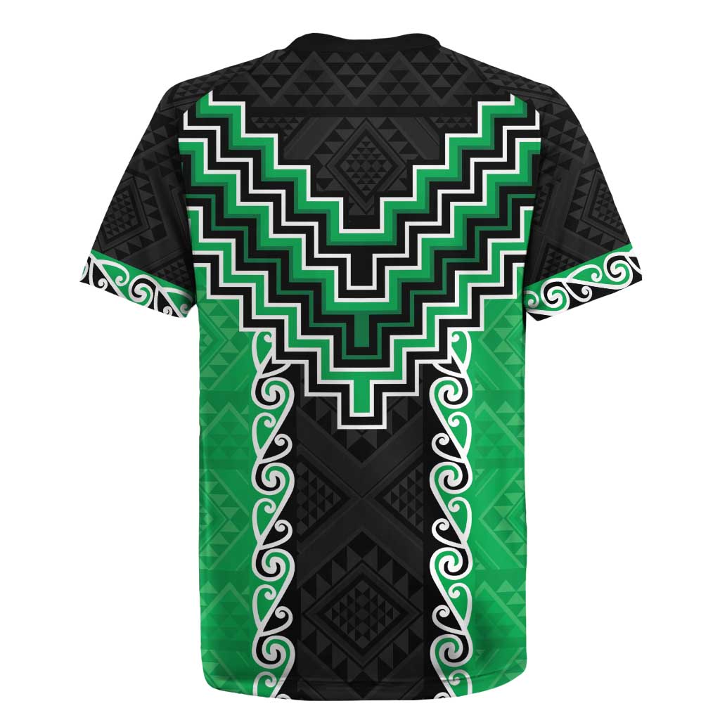 Green Niho Taniwha Mix Poutama Rugby Jersey Unique Taniko Aotearoa LT01 - Polynesian Pride