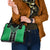 Green Niho Taniwha Mix Poutama Shoulder Handbag Unique Taniko Aotearoa