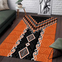 Orange Niho Taniwha Mix Poutama Area Rug Unique Taniko Aotearoa LT01 Orange - Polynesian Pride
