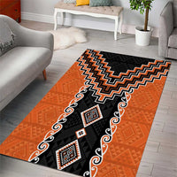 Orange Niho Taniwha Mix Poutama Area Rug Unique Taniko Aotearoa LT01 - Polynesian Pride