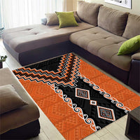 Orange Niho Taniwha Mix Poutama Area Rug Unique Taniko Aotearoa LT01 - Polynesian Pride