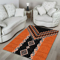 Orange Niho Taniwha Mix Poutama Area Rug Unique Taniko Aotearoa LT01 - Polynesian Pride