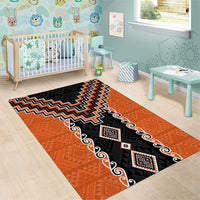 Orange Niho Taniwha Mix Poutama Area Rug Unique Taniko Aotearoa LT01 - Polynesian Pride
