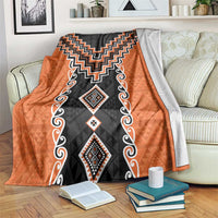 Orange Niho Taniwha Mix Poutama Blanket Unique Taniko Aotearoa LT01 Orange - Polynesian Pride