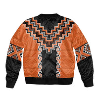 Orange Niho Taniwha Mix Poutama Bomber Jacket Unique Taniko Aotearoa LT01 - Polynesian Pride