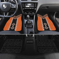Orange Niho Taniwha Mix Poutama Car Mats Unique Taniko Aotearoa LT01 Set 4pcs Orange - Polynesian Pride