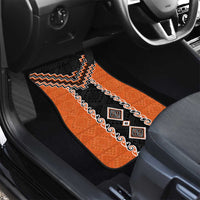 Orange Niho Taniwha Mix Poutama Car Mats Unique Taniko Aotearoa LT01 - Polynesian Pride