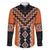 Orange Niho Taniwha Mix Poutama Family Matching Long Sleeve Bodycon Dress and Hawaiian Shirt Unique Taniko Aotearoa