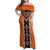 Orange Niho Taniwha Mix Poutama Family Matching Off Shoulder Maxi Dress and Hawaiian Shirt Unique Taniko Aotearoa