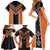 Orange Niho Taniwha Mix Poutama Family Matching Short Sleeve Bodycon Dress and Hawaiian Shirt Unique Taniko Aotearoa