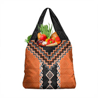 Orange Niho Taniwha Mix Poutama Grocery Bag Unique Taniko Aotearoa LT01 1-pack One Size Orange - Polynesian Pride