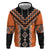 Orange Niho Taniwha Mix Poutama Hoodie Unique Taniko Aotearoa