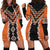 Orange Niho Taniwha Mix Poutama Hoodie Dress Unique Taniko Aotearoa