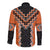 Orange Niho Taniwha Mix Poutama Long Sleeve Button Shirt Unique Taniko Aotearoa