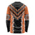 Orange Niho Taniwha Mix Poutama Long Sleeve Shirt Unique Taniko Aotearoa