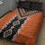 Orange Niho Taniwha Mix Poutama Quilt Bed Set Unique Taniko Aotearoa