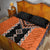 Orange Niho Taniwha Mix Poutama Quilt Bed Set Unique Taniko Aotearoa