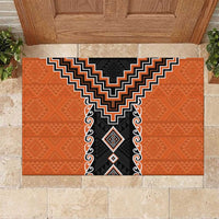 Orange Niho Taniwha Mix Poutama Rubber Doormat Unique Taniko Aotearoa LT01 Orange - Polynesian Pride