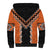 Orange Niho Taniwha Mix Poutama Sherpa Hoodie Unique Taniko Aotearoa