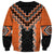 Orange Niho Taniwha Mix Poutama Sweatshirt Unique Taniko Aotearoa