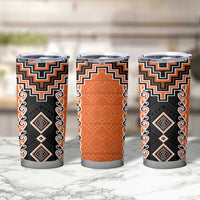 Orange Niho Taniwha Mix Poutama Tumbler Cup Unique Taniko Aotearoa LT01 - Polynesian Pride