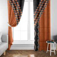 Orange Niho Taniwha Mix Poutama Window Curtain Unique Taniko Aotearoa LT01 - Polynesian Pride