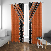Orange Niho Taniwha Mix Poutama Window Curtain Unique Taniko Aotearoa LT01 With Grommets Orange - Polynesian Pride