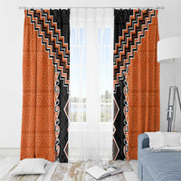Orange Niho Taniwha Mix Poutama Window Curtain Unique Taniko Aotearoa LT01 - Polynesian Pride