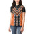 Orange Niho Taniwha Mix Poutama Women Polo Shirt Unique Taniko Aotearoa