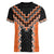 Orange Niho Taniwha Mix Poutama Women V-Neck T-Shirt Unique Taniko Aotearoa