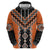 Orange Niho Taniwha Mix Poutama Zip Hoodie Unique Taniko Aotearoa