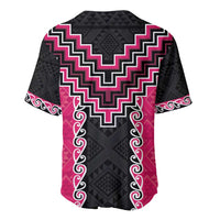 Pink Niho Taniwha Mix Poutama Baseball Jersey Unique Taniko Aotearoa LT01 - Polynesian Pride