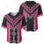 Pink Niho Taniwha Mix Poutama Baseball Jersey Unique Taniko Aotearoa