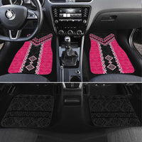 Pink Niho Taniwha Mix Poutama Car Mats Unique Taniko Aotearoa LT01 Set 4pcs Pink - Polynesian Pride