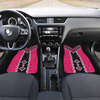 Pink Niho Taniwha Mix Poutama Car Mats Unique Taniko Aotearoa LT01 Set 2pcs - Front Pink - Polynesian Pride