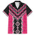 Pink Niho Taniwha Mix Poutama Family Matching Off The Shoulder Long Sleeve Dress and Hawaiian Shirt Unique Taniko Aotearoa