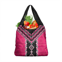Pink Niho Taniwha Mix Poutama Grocery Bag Unique Taniko Aotearoa LT01 1-pack One Size Pink - Polynesian Pride