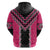 Pink Niho Taniwha Mix Poutama Hoodie Unique Taniko Aotearoa