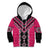 Pink Niho Taniwha Mix Poutama Kid Hoodie Unique Taniko Aotearoa