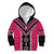 Pink Niho Taniwha Mix Poutama Kid Hoodie Unique Taniko Aotearoa