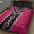 Pink Niho Taniwha Mix Poutama Quilt Bed Set Unique Taniko Aotearoa