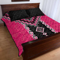 Pink Niho Taniwha Mix Poutama Quilt Bed Set Unique Taniko Aotearoa LT01 - Polynesian Pride